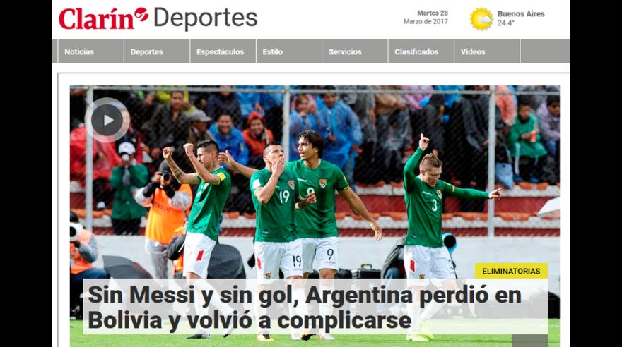 Las portadas de los medios argentinos tras caer con Bolivia