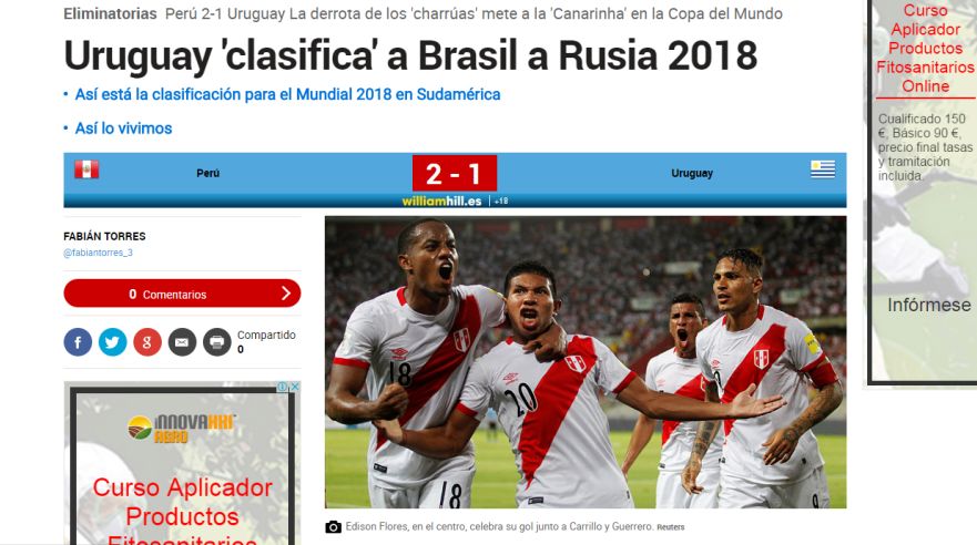 Perú vs. Uruguay: la reacción de la prensa mundial tras triunfo