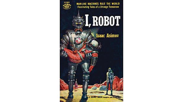 Yo, robot (1950) es una colección de relatos donde Asimov propone las tres leyes de la robótica, y cuya estética está inspirada en los pulp que él mismo leía en los treinta.