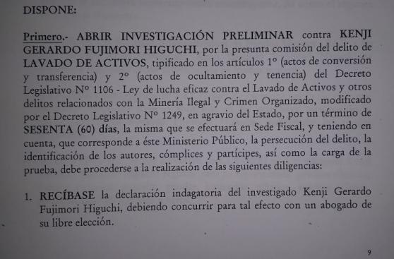 Fiscalía abre investigación a Kenji Fujimori por Caso Limasa
