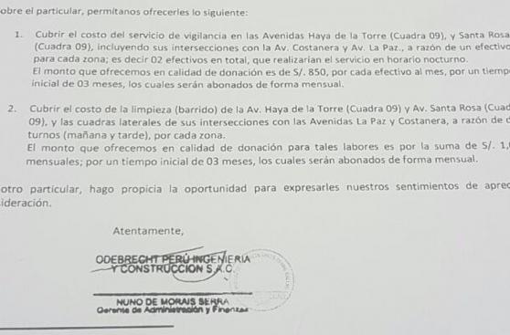 Odebrecht donó S/ 37.776 a La Perla en gestión de Chirinos