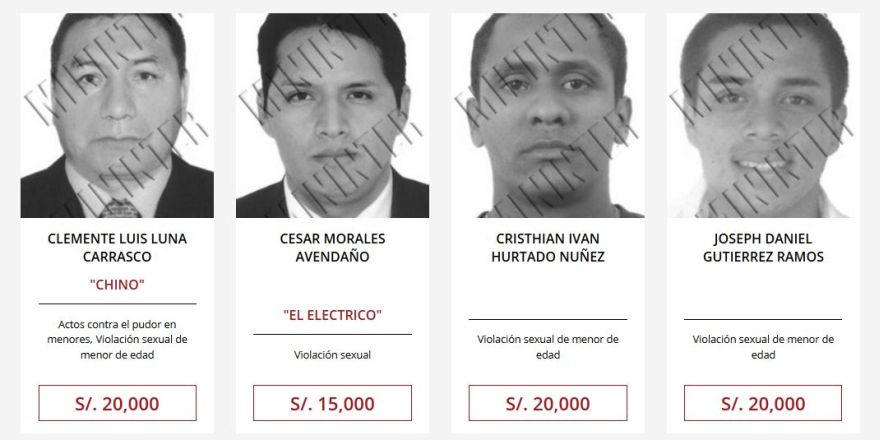 Recompensas: los rostros de los buscados por violación en Lima