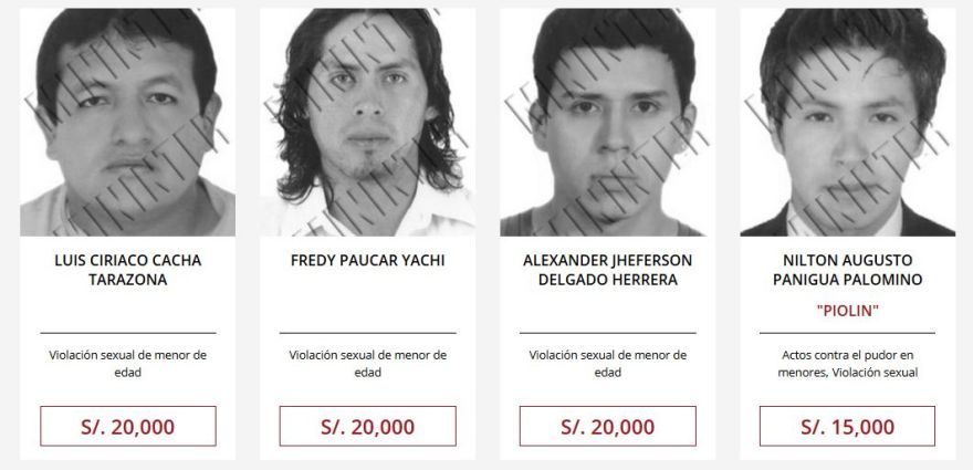 Recompensas: los rostros de los buscados por violación en Lima