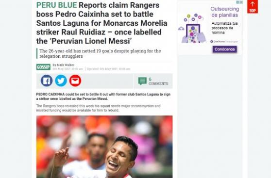 Raúl Ruidíaz es prioridad para el Rangers, señalan en Escocia
