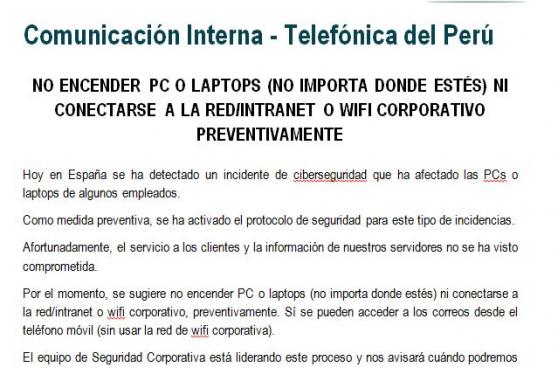 Así está siendo afectada Telefónica Perú por ataque de hackers