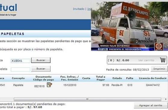 ‘Revocamóvil’ tiene deuda de casi S/.100 por infracción de tránsito