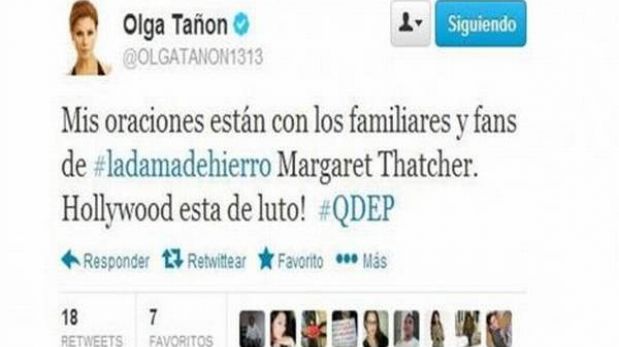 Para Olga Tañón, Margaret Thatcher era una actriz de Hollywood