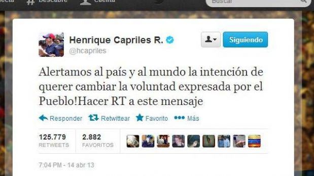 Capriles denunció "intención de querer cambiar la voluntad del pueblo"