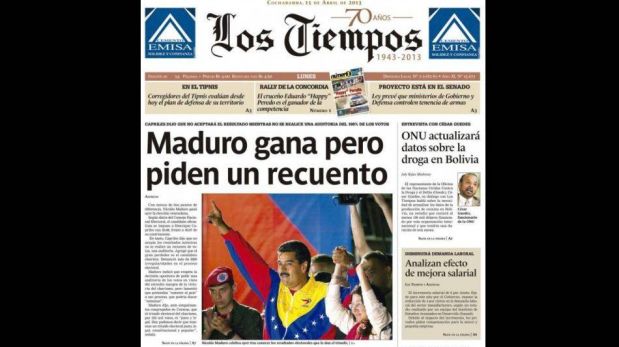 FOTOS:Maduro y su polémico triunfo en las portadas de los diarios del mundo