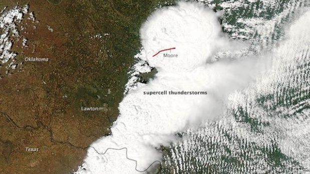 FOTOS: así se vio el tornado de Oklahoma desde el espacio