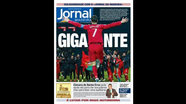 Así tituló la prensa de Portugal sobre el protagonismo de Cristiano en la clasificación de su selección al Mundial [FOTOS]