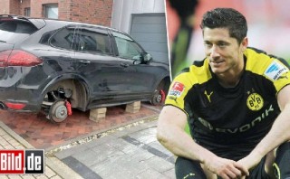 Hinchas del Dortmund dejaron sin llantas auto de Lewandowski