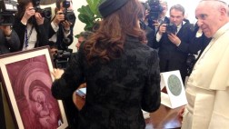 Cristina le regaló al Papa un cuadro de Santa Rosa de Lima