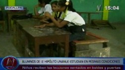 Pucallpa: niños reciben clases sentados sobre baldes