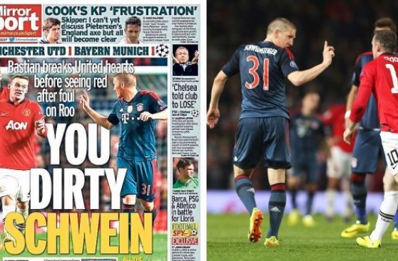Schweinsteiger es llamado 'cerdo asqueroso' por medios ingleses