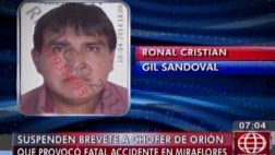 Orión: suspenden licencia a chofer que mató a dos personas