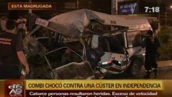 Catorce heridos deja choque de combi y bus en Independencia
