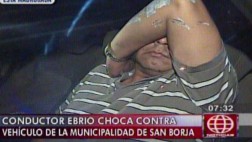 Conductor ebrio chocó contra camioneta municipal en San Borja