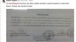 San Marcos niega haber obligado a huelguistas para ir a marcha