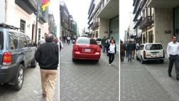 Choferes usan una vía peatonal como parqueo