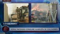 Chiclayo: incendio consume almacén de colchones