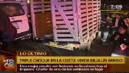 Triple choque en Costa Verde deja dos mujeres heridas