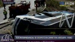 Arequipa: así quedó bus que se volcó y dejó al menos 10 muertos