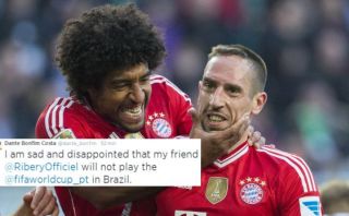 Dante y su sentido tuit por la ausencia Ribéry en el Mundial