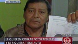 Atribuyen S/.2 mil en papeletas impagas a hombre sin carro