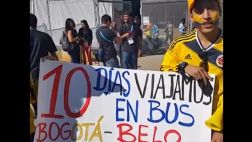 Pareja colombiana viajó 10 días en bus para ver a su selección