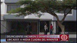 Asaltaron departamentos ubicados al costado del M. del Interior