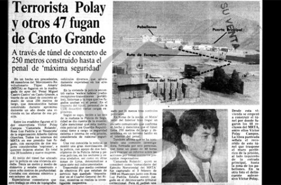 Así ocurrió: En 1990 fugan reos del MRTA de penal Castro Castro
