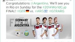 Selección alemana felicitó por Twitter a su rival: Argentina