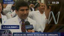 Av. Arequipa fue bloqueada por médicos en huelga