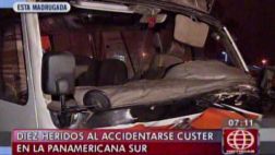 Cúster chocó contra muro y dejó 10 heridos en Panamericana Sur