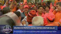 Opositores de Chim Pum Callao causaron desmanes fuera del JNE