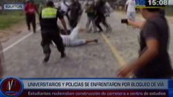 Policías y universitarios se enfrentan por construcción de vía