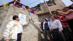 Inauguran cuatro muros de contención en Independencia
