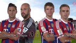 Pizarro y Pepe Reina le ganan divertido duelo a Müller y Lahm