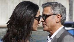 George Clooney y Amal Alamuddin llegaron a Venecia para la boda