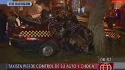 San Borja: cuatro heridos dejó choque de auto contra un árbol