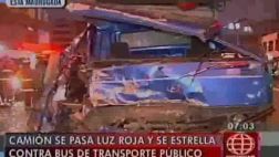 Cinco heridos dejó choque entre un camión y un ómnibus