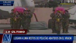 Llegan a Lima los cuerpos de los policías abatidos en el Vraem