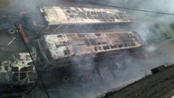 Buses se incendiaron en taller de zona industrial de San Luis