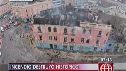 Incendio en plaza Dos de Mayo: calles y casona siguen cerradas