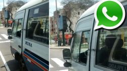 Vía WhatsApp: chofer amarra la puerta de su cúster con una soga