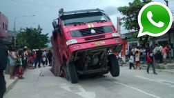 Vía WhatsApp: 'cráter' se tragó un camión en Iquitos