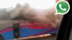 Vía WhatsApp: incendio de bus en Panamericana Norte en video