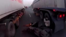 Este motociclista se salvó milagrosamente de morir