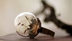 Estos anillos y collares están creados con flores reales